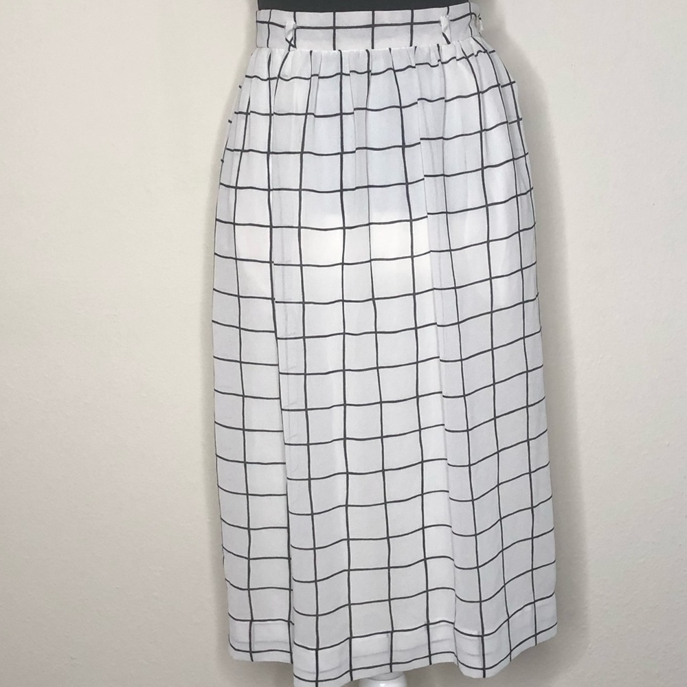 Vintage Campus Casual Geometric High Waisted Midi Skirt